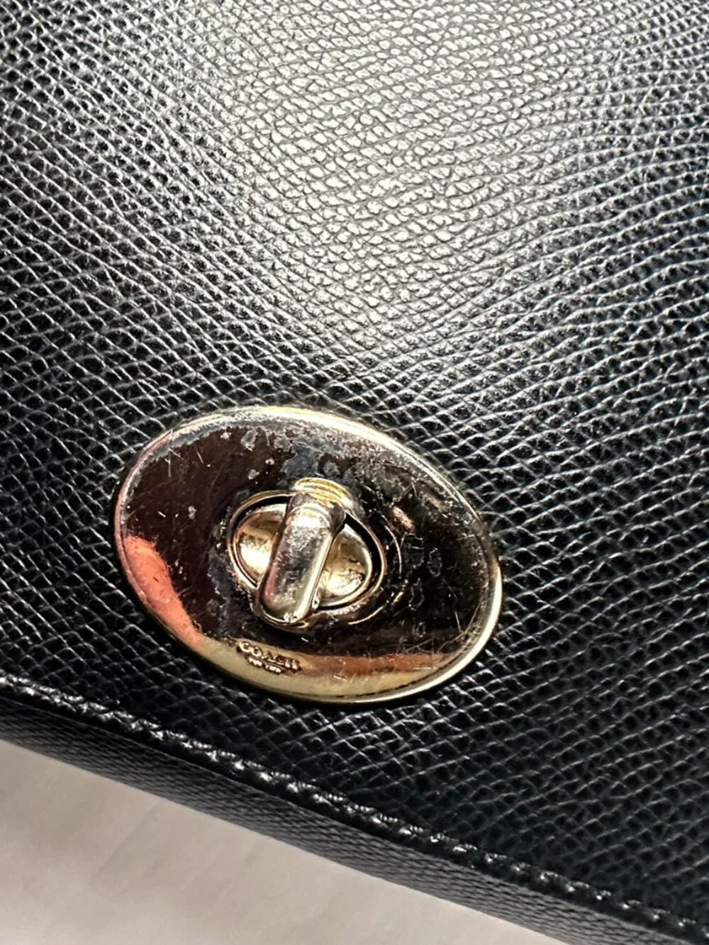 Coach Mini Ruby Crossbody Bag Black Pebbled Leather Turnlock F34604